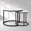 Ensemble de 2 tables basses gigognes rondes avec plateau en marbre noir et structure en métal noir-1012165487