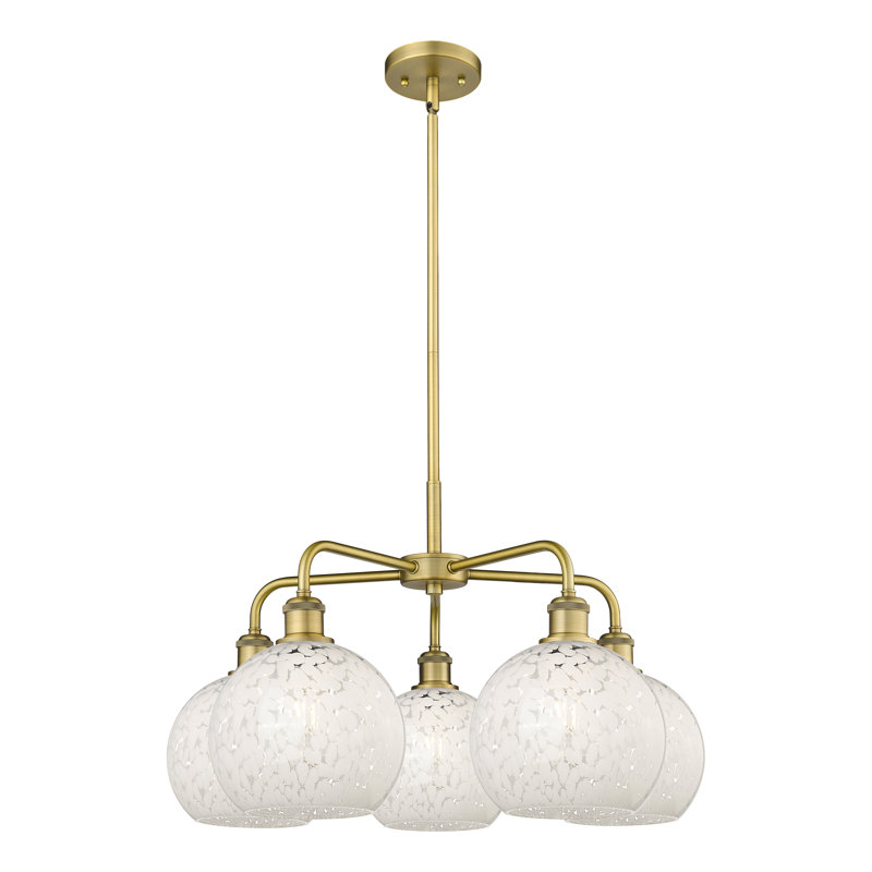 Bellagrace 5 - Light Dimmable Globe Chandelier, Brushed Brass, 15.5" H x 26" W x 26" D
