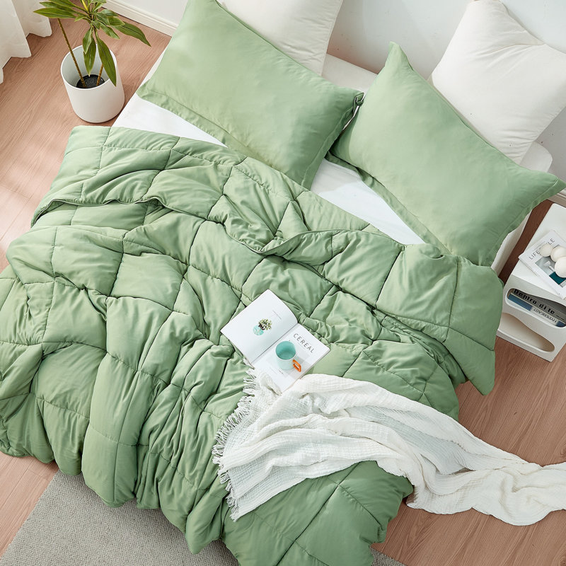 Ensemble d'édredon surdimensionné Coma, Édredon pour grand lit + 2 taies décoratives, Vert
