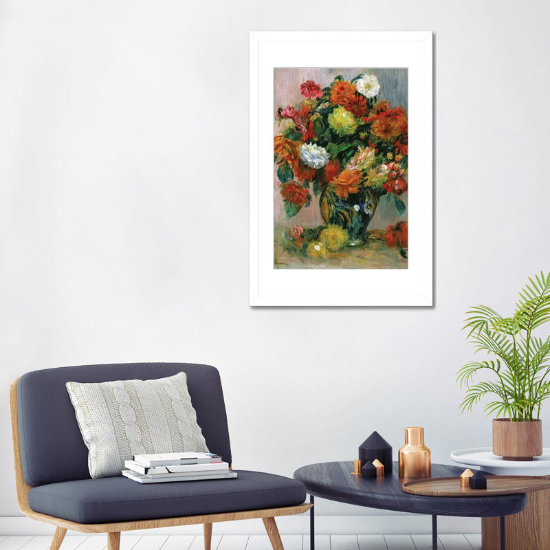 Vase de fleurs, vers 1884 - reproduction d'art mural - papier d'art encadré, H 32 po x l 24 po, Blanc