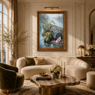 «Green Ferns and Mossy Rocks» par River with Feather, art mural sur toile