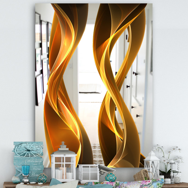 Gold Wave II - Modern Mirror - Wall Mirror, 24" H x 32" W