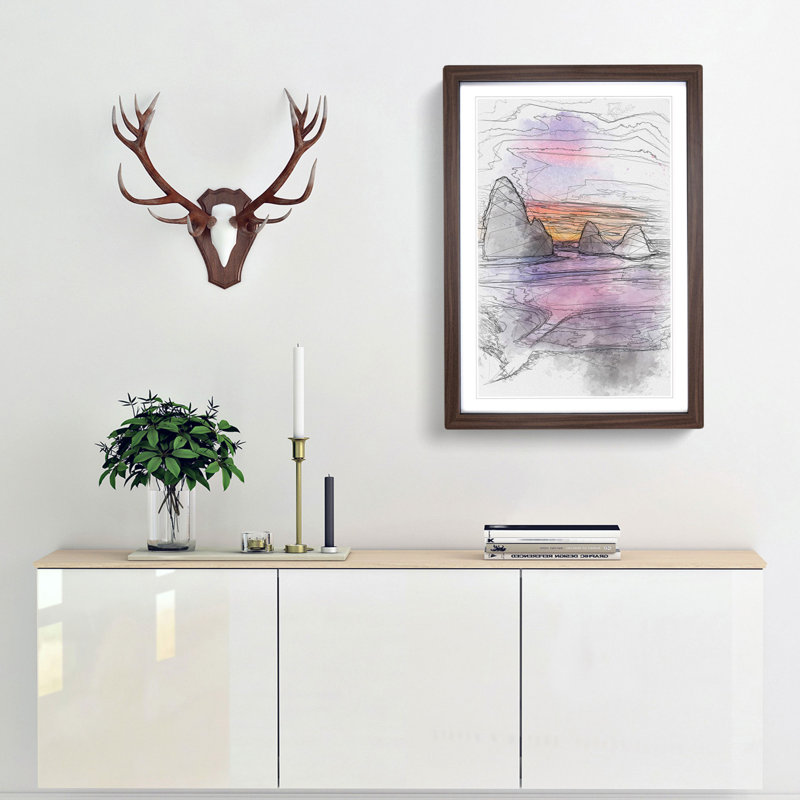 Rodeo Beach in Abstract - Picture Frame Graphic Art Print, 76cm H x 50cm W x 2cm D, Walnut