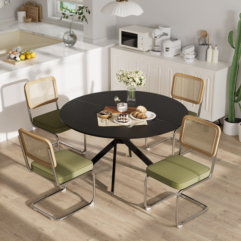 Table de salle à manger 47,2 po, Noir, Vert / Argent