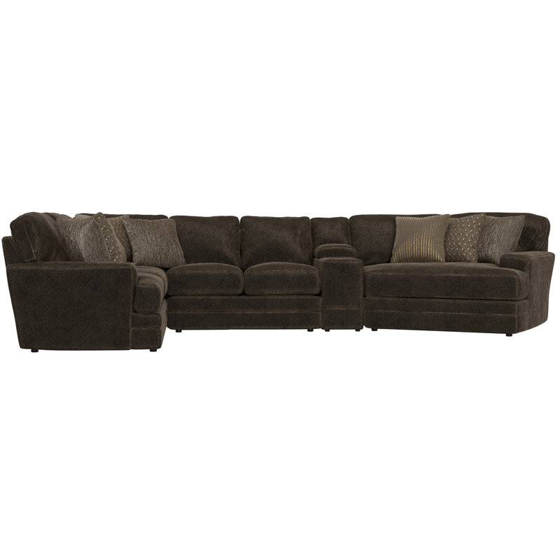 Canapé modulaire 4 pièces Delicia, Orienté à gauche (vu de face), Polyester brun