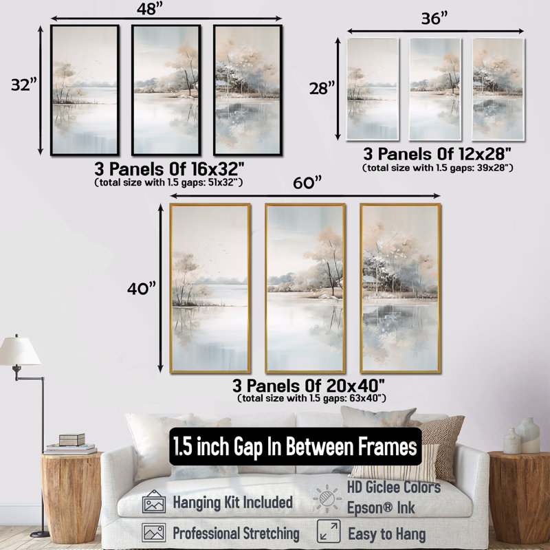 Ensemble de décoration murale Lakeside House Serenity I - Lakes Lakehouse, Cadre naturel flottant, H 28 po x l 36 po x P 1 po