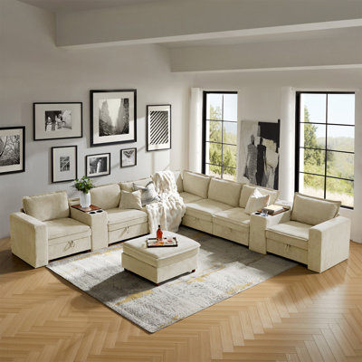 Miriam Modern 8 Seater Corner Sofa with Hidden Storage and USB Port