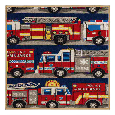 Machine Washable Transportation Brown Area Rug