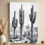 Impression sur toile tendue au crayon «Desert Saguaro Cacti Landscape»