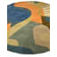 Tapis abstrait rond fait à la main Kristyanna de 5 pi en bleu / jaune / orange