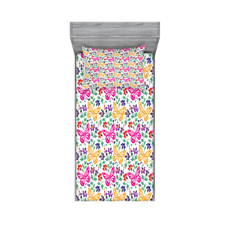 Microfiber Sheet Set, Twin Sheet Set with Fitted Sheet, Floral 3