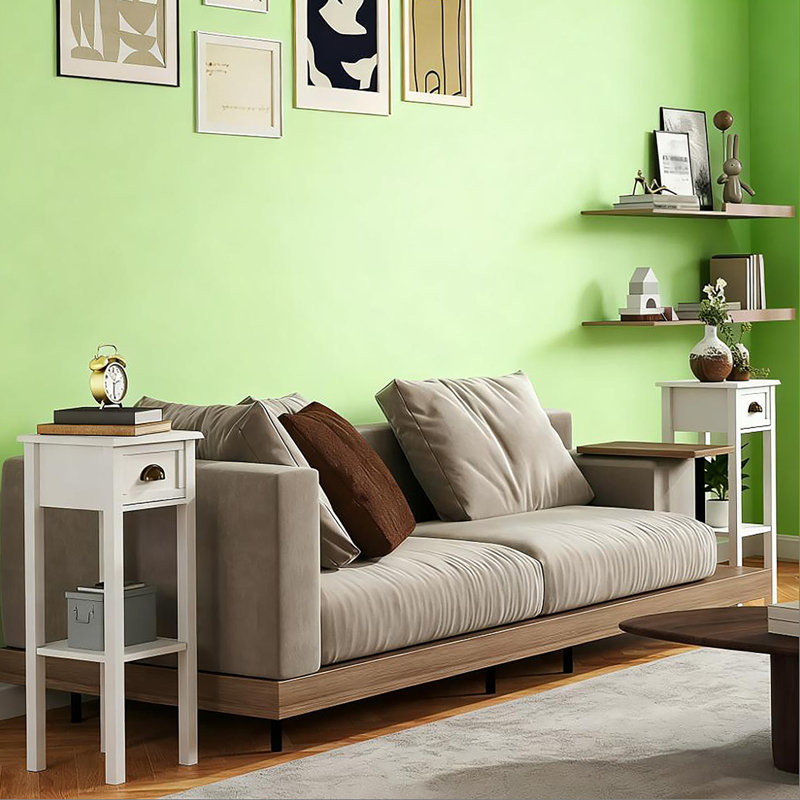 Ensemble de tables d'appoint, tables de bout avec tiroir et tablette
