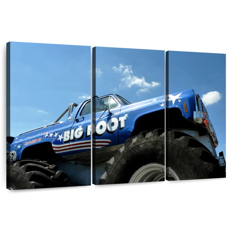 Grand camion monstre bleu Mehar, H 48 po x l 74 po