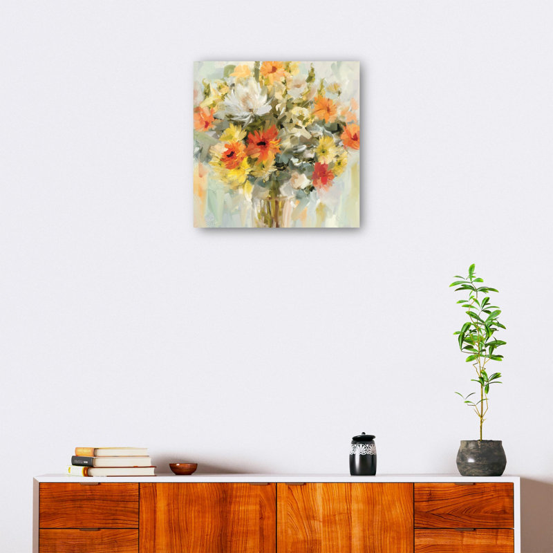 Mason Jar Flowers by Studio Arts Canvas Art Print, Wrapped Canvas, 12" H x 12" W x 1.5" D