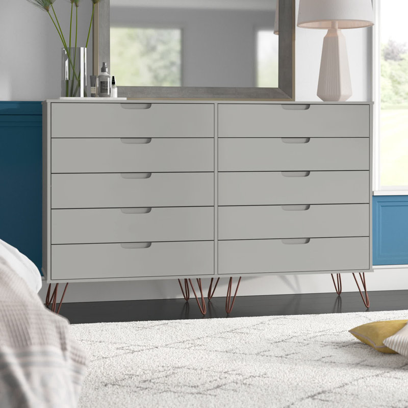 Rockefeller 70" Double Dresser with 10 Drawers in Off White, Off White
