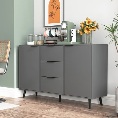 Sideboard Buffet Cabinet with Storage, Wood Coffee Bar Cabinet, Kitchen Cabinet with 3 Drawers & 2 Doors, Kitchen Buffet Cabinet Cupboard