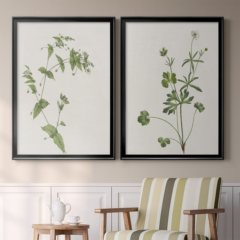 Toile encadrée de qualité supérieure Wispy Botanical I - prête à être accrochée, Noir, H 30,5 po x l 45 po x P 1,25 po