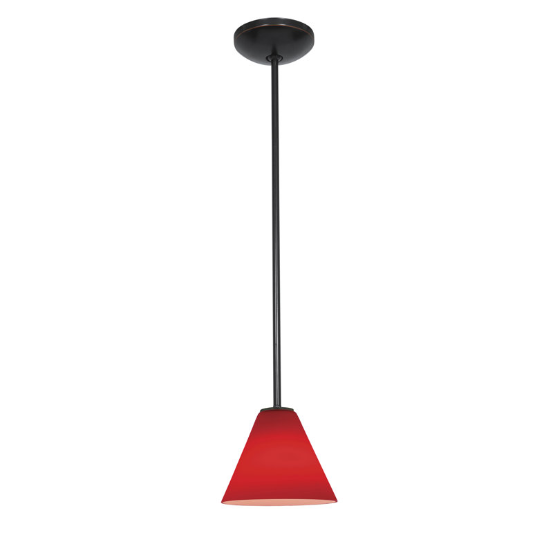 Cathey 1 - Light Single Pendant, Red, Oil Rubbed Bronze, Rod