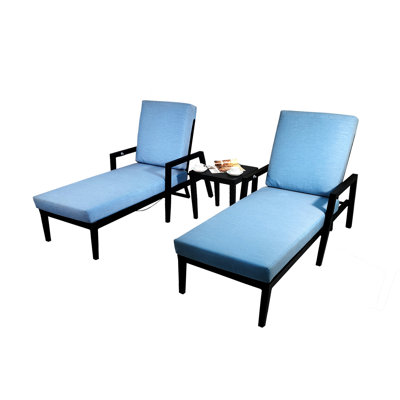 3 Piece Outdoor Lounge Bistro Set With Recliner And Table
