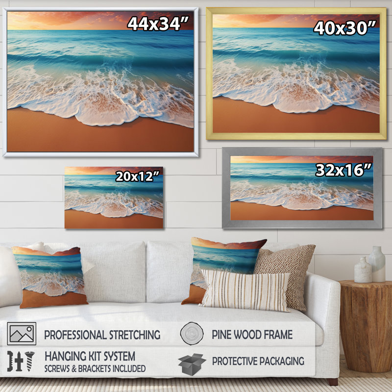 Barada Landscape Coastal Vibuctions sur toile, H 24 po x l 32 po x P 1 po, Cadre doré simple