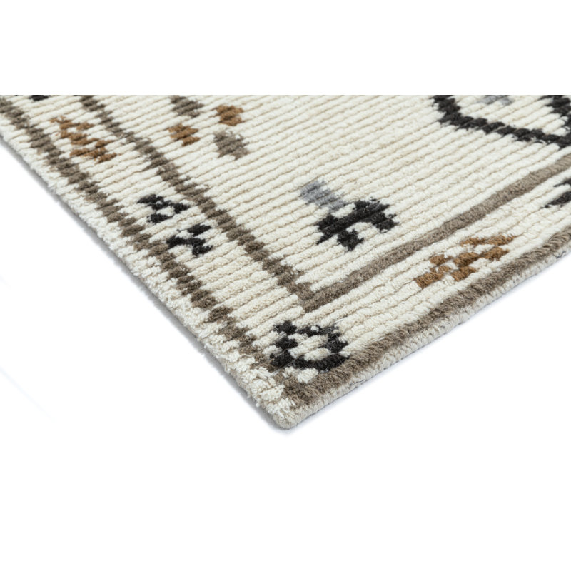 Rivah Hand Tufted Geometric Area Rug in Ivory/Brown/Black, Rectangle 7'6" x 9'6"