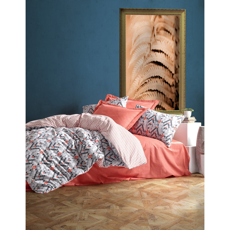 Ensemble de housse de couette 100% coton Shelburn, Housse de couette simple + 1 taie d'oreiller 31 po