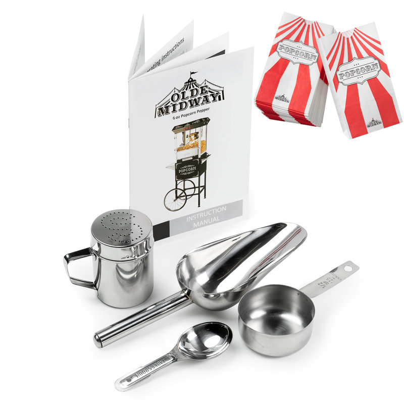 Olde Midway Black Metal Vintage-Style Tabletop Popcorn Machine