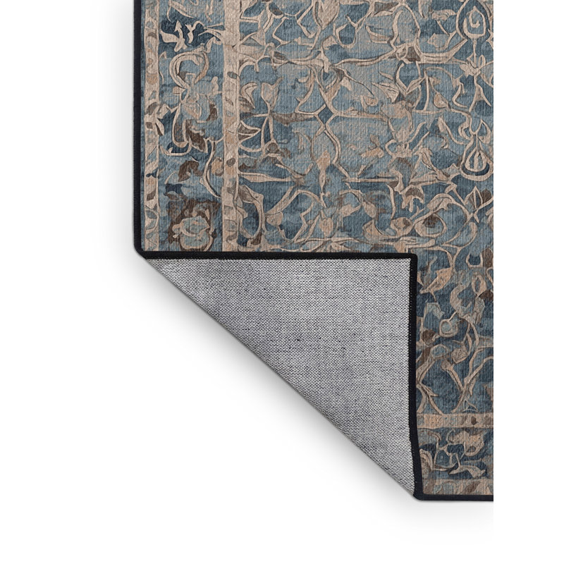 Machine Washable Gray Area Rug, Rectangle 7' x 9'