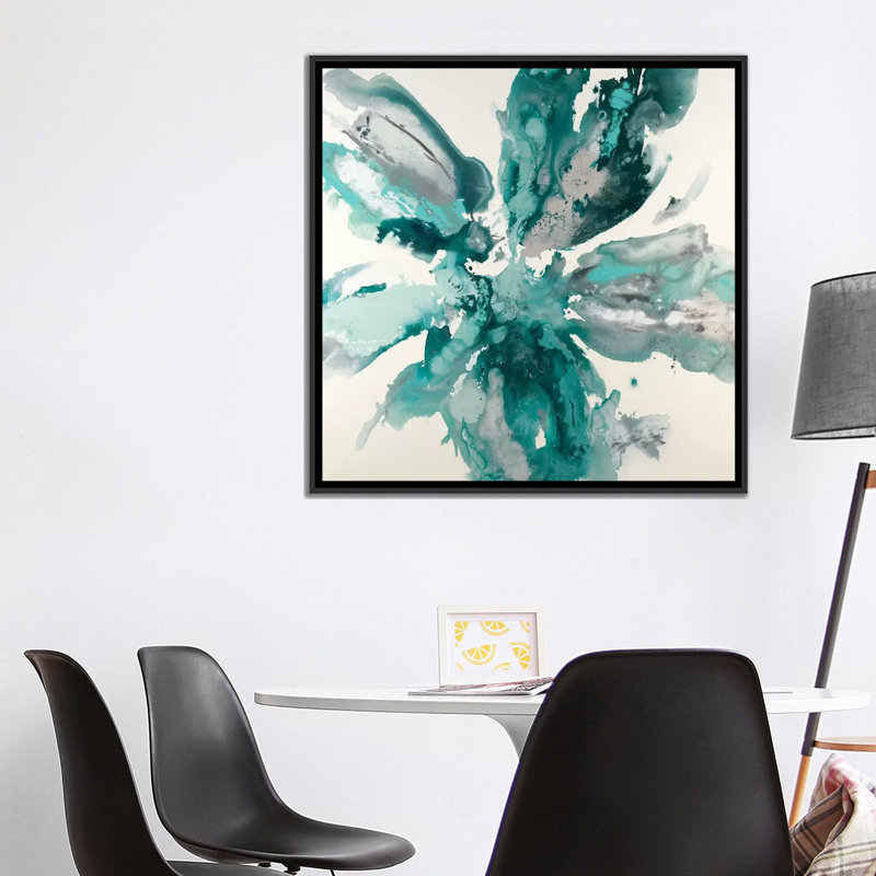« floral explosion », reproduction sur toile, H 18 po x l 18 po x P 1,5 po, Toile avec cadre noir, Pas de tapis