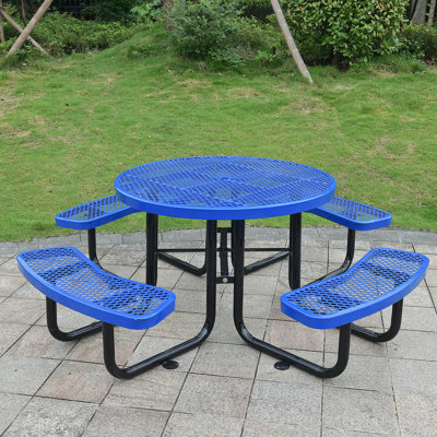 Round Outdoor Steel Picnic Table 46"  ,With Umbrella Pole