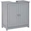 Armoire de rangement pour lavabo sur pied Kleankin, armoire de meuble-lavabo, armoire de salle de bain sous évier avec découpe en U et tablette interne réglable, gris