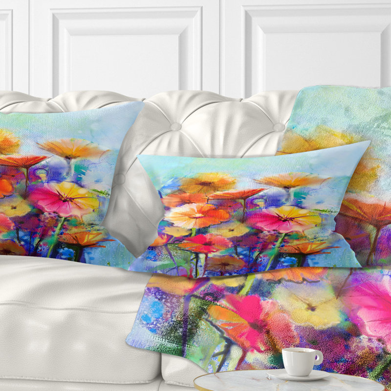 Abstract Floral Watercolor - Coussin décoratif à imprimé floral