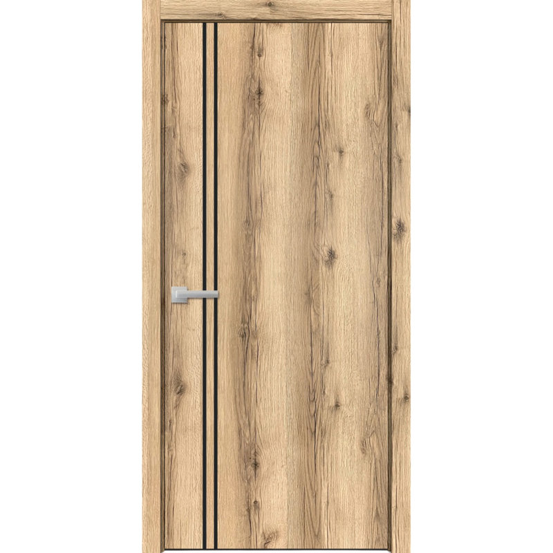 Modern Wood Interior Door With Hardware | Planum 0016 Walnut | Single Panel Frame Trims | Bathroom Bedroom Sturdy Doors, Oak