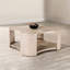 1 table basse de style moderne avec roulettes attachées avec rangement ouvert et structure en bois d'hévéa finition chêne (table incluse seulement)