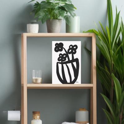 Black And White Flowers Abstract Bold Contemporary Flower Plant Wall Art