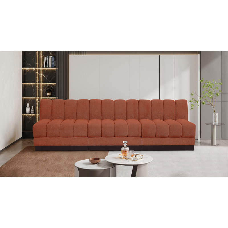 Quinn 96" Upholstered Sofa, Cognac Chenille Fabric