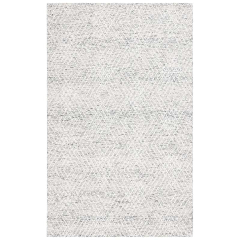 Tapis en laine / chenil / coton touffeté à la main Ulbertus ivoire / gris, Rectangle 3 pi x 5 pi
