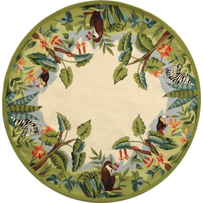 Hogle Hand Hooked Wool Floral Rug