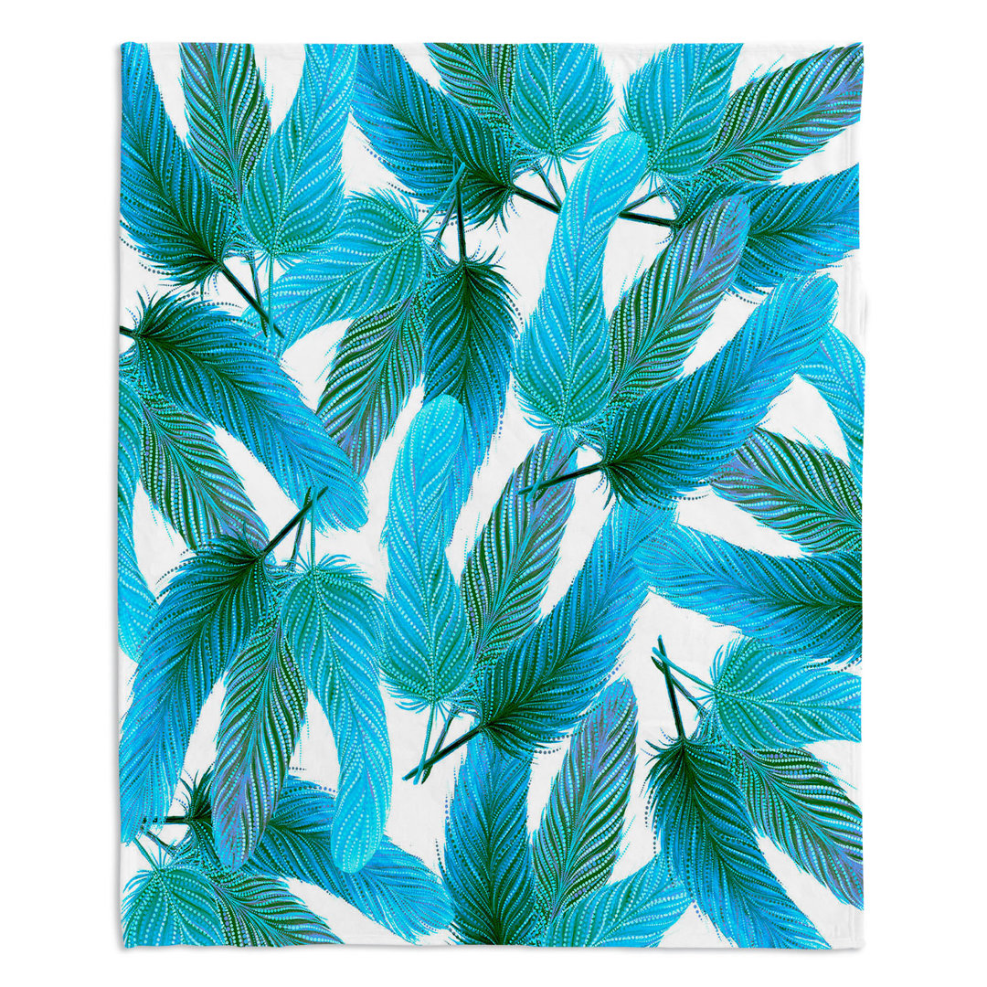 Turquoise Feathered Throw DiaNoche Designs