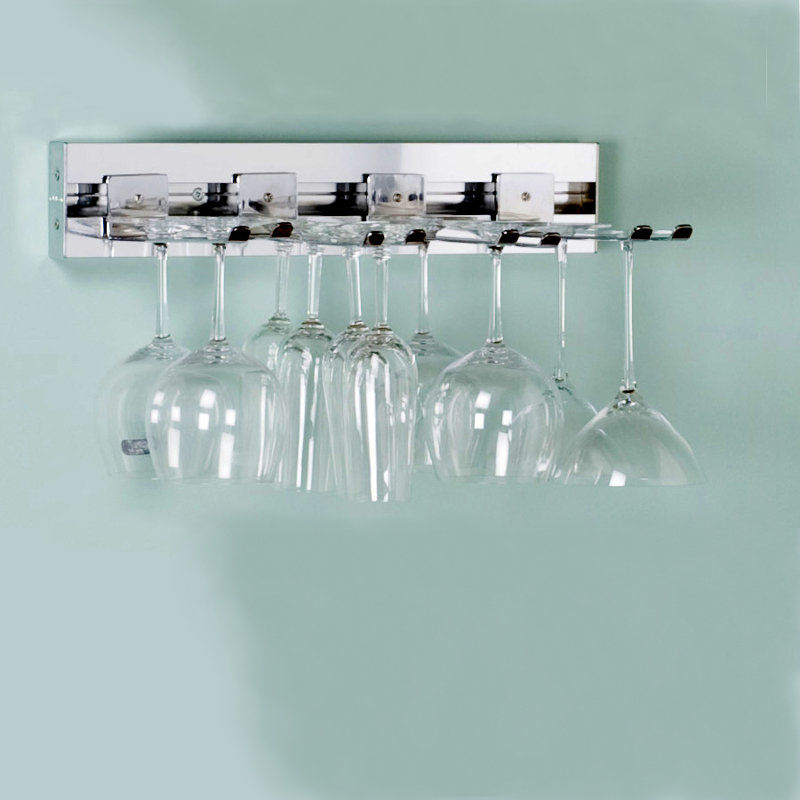 Wall Mounted Wine Glass Rack, Satin Nickel