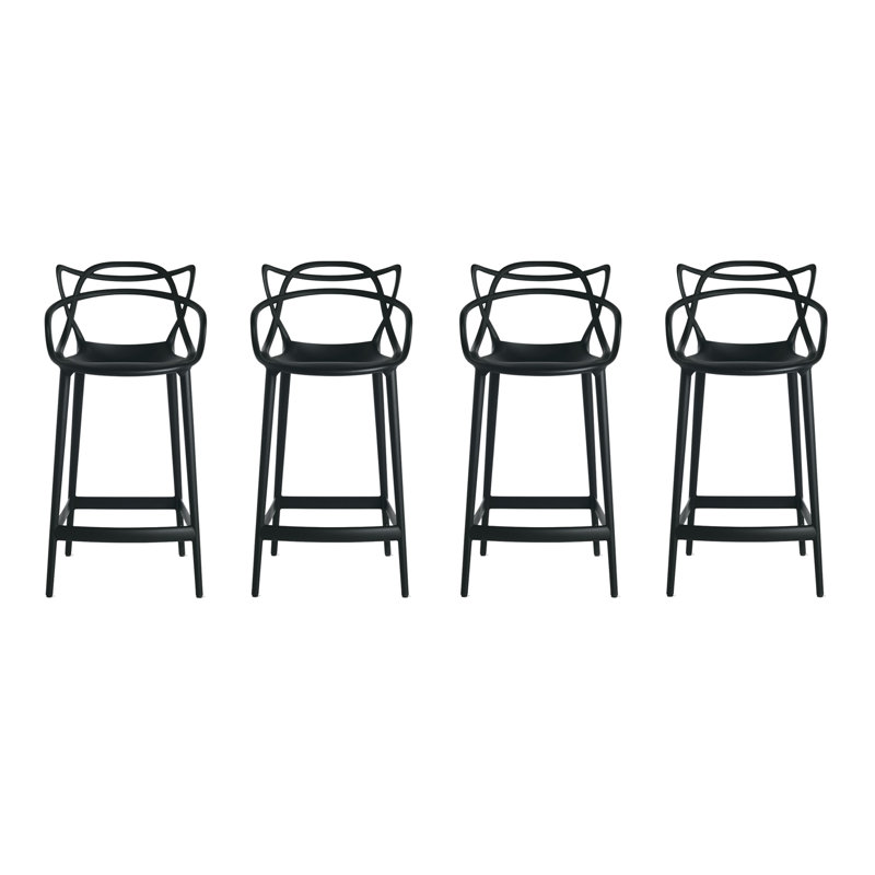 Tabouret de bar et de comptoir Dismuke, Tabouret de comptoir (siège d'une hauteur de 26 p, Noir