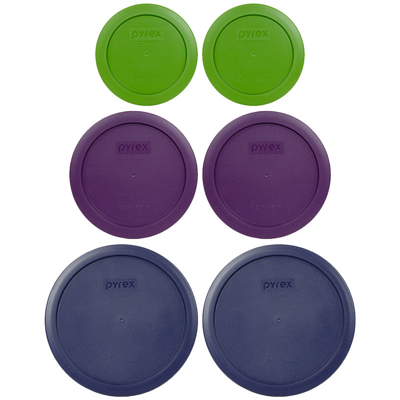 Paquet Pyrex 7200-PC vert pelouse, 7201-PC mauve et 7402-PC bleu couvercle
