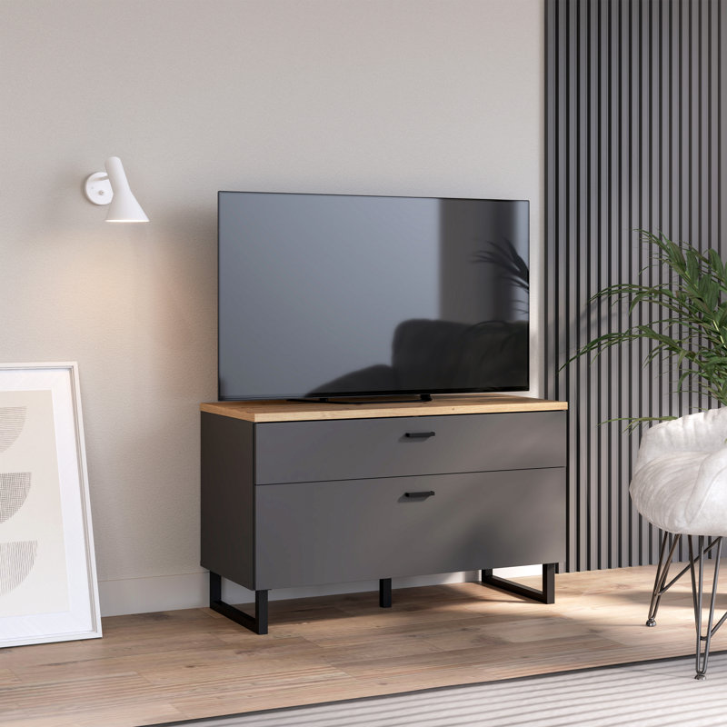 Bellmon TV Unit with 1 Drawer 1 Flip Door in Grey and Oak