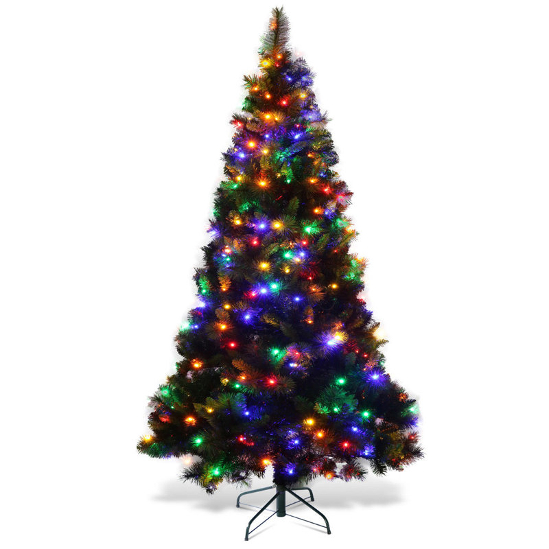 Arbre de Noël à lumières DEL pré-éclairées à charnières The Holiday Aisle® 7 pi