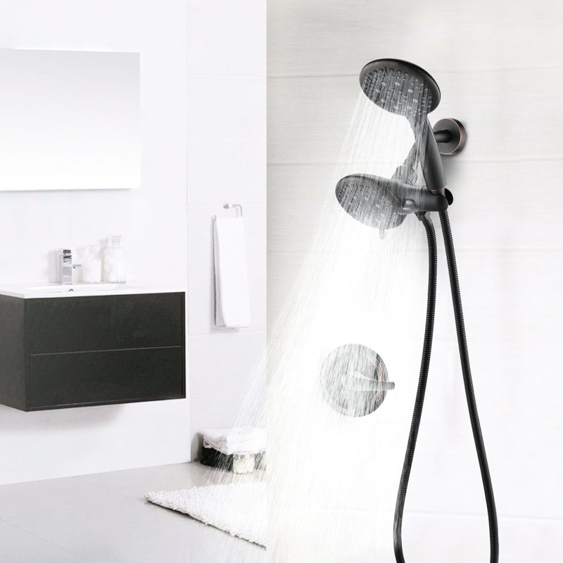 Pomme de douche murale avec douchette - 6 fonctions de jet de pluie et de brouillard puissant inclus