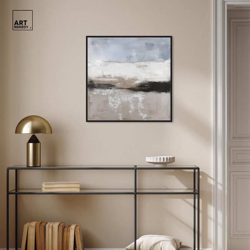 Graphite Profondeur I, Art abstrait sur toile, Neutral Abstracts, Structure noire, H 30 po x l 30 po