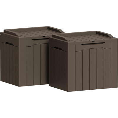 Boîtes de terrasse extérieures (ensemble de 2), rangement toutes saisons pour meubles de patio, livraison de colis et outils de jardin - brun