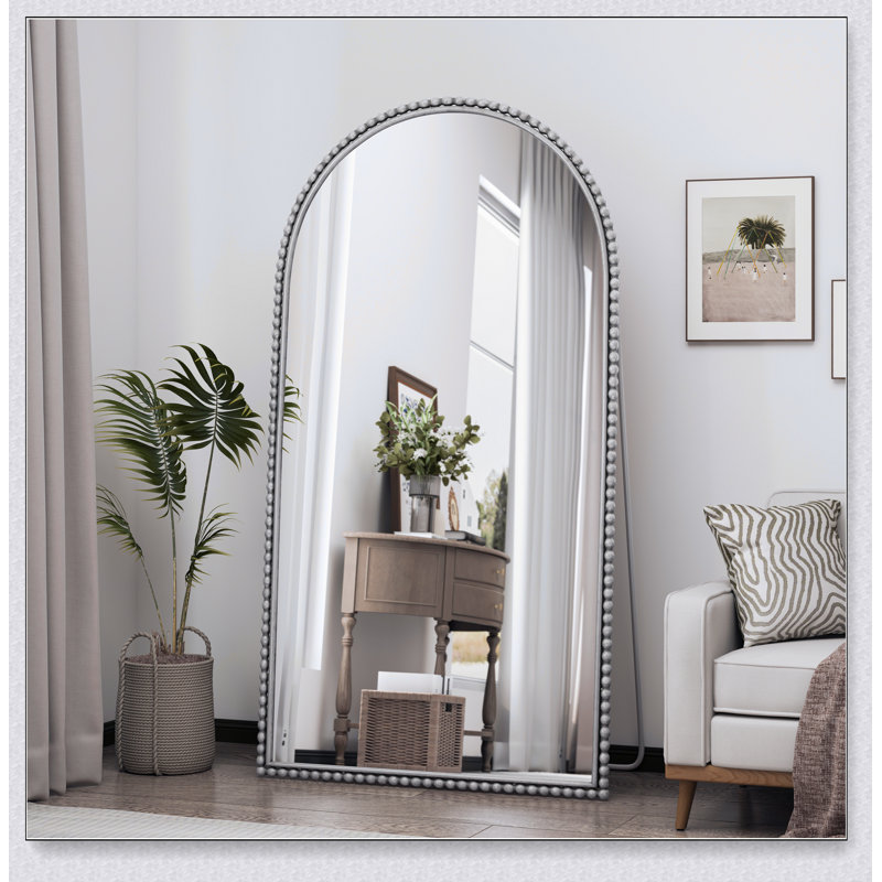 Iron Arch Retro Full Length Mirror With Supporting Feet, For Living Room, Bedroom (Silver), Silver