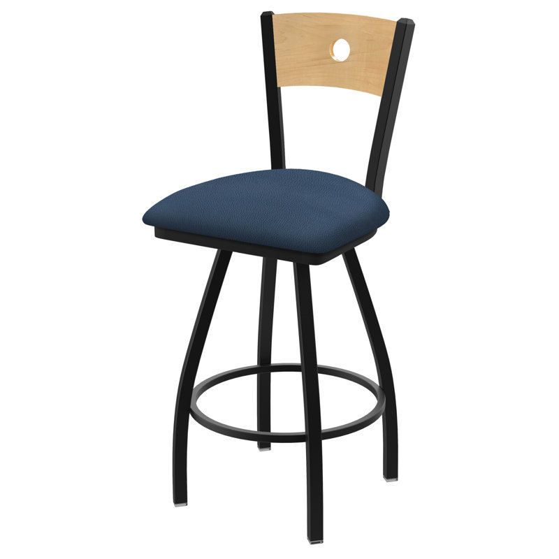Tabouret pivotant Voltaire, Érable moyen, Noir froissé, Siège Rein Bay / dossier en érable naturel
