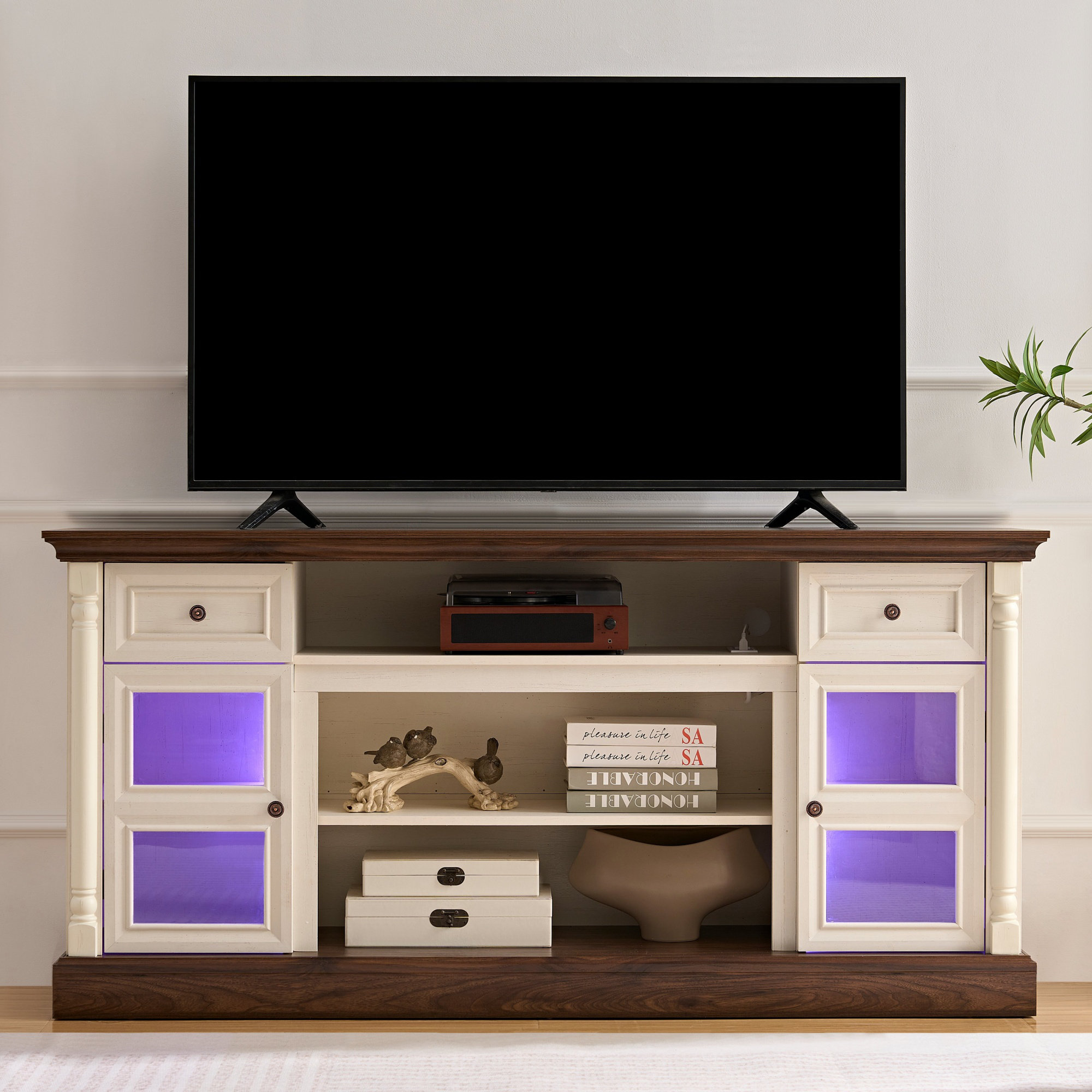 Ophelia & Co. Farmhouse Fireplace TV Stand With Roman Column Styling ...